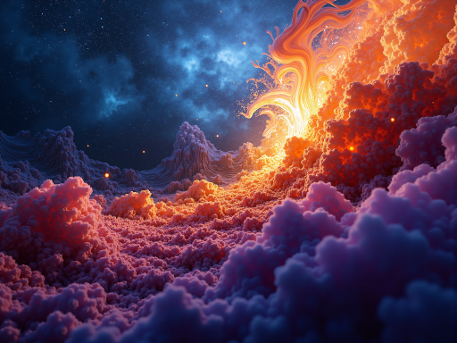 广阔的宇宙星云图，中央是发光的智能科技符号，象征着未来的无限可能